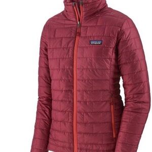 Patagonia Women's Burgundy Nanopuff  (orange inner lining)